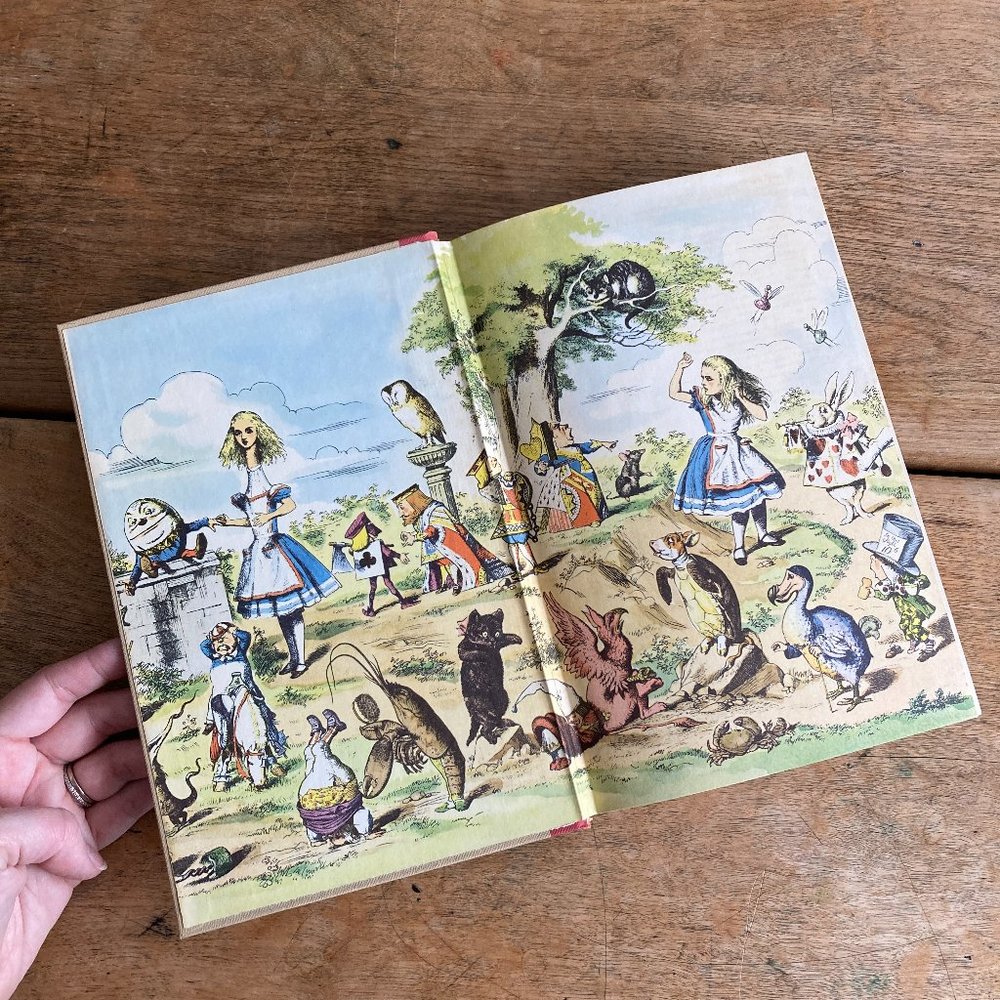 Alice in Wonderland 1946 Antique Looking Glass Illustrated Junior Library Book